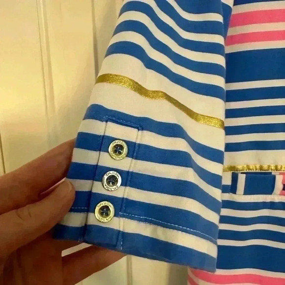 Lilly Pulitzer Lena Dress Lapis Blue Tiki Stripe Size Small - Picture 3 of 12